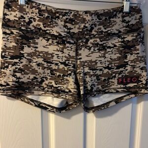 FLEO Women's Digital Camo Shorts - Black and Brown
